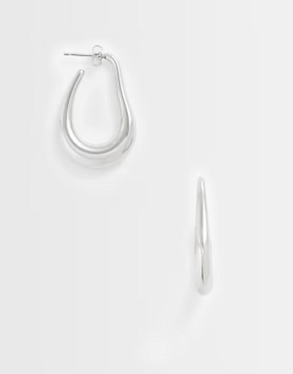 ロストソウルズ レディース アクセサリー ピアス・イヤリング Tシャツ Lost Souls liquified oval hoops in stainlessteel SILVER シルバー｜ReVida 店