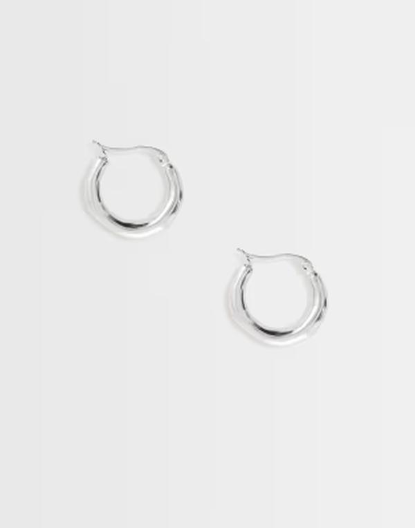 ロストソウルズ レディース アクセサリー ピアス・イヤリング Tシャツ Lost Souls molten hoop earrings in stainlessteel SILVER シルバー｜ReVida 店