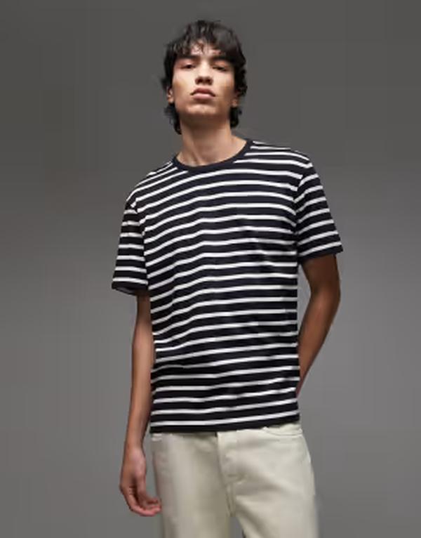 アルケット メンズ トップス Tシャツ ARKET heavyweight oversized T-shirt and white stripes Multi マルチカラー｜ReVida 店