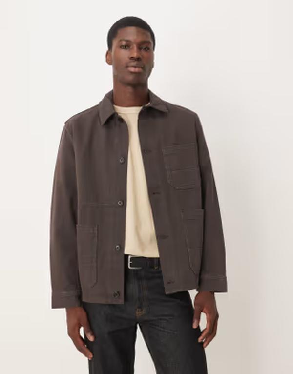 アルケット メンズ アウター ジャケット・ブルゾン ARKET overdyed twill shacket BROWN ブラウン｜ReVida 店