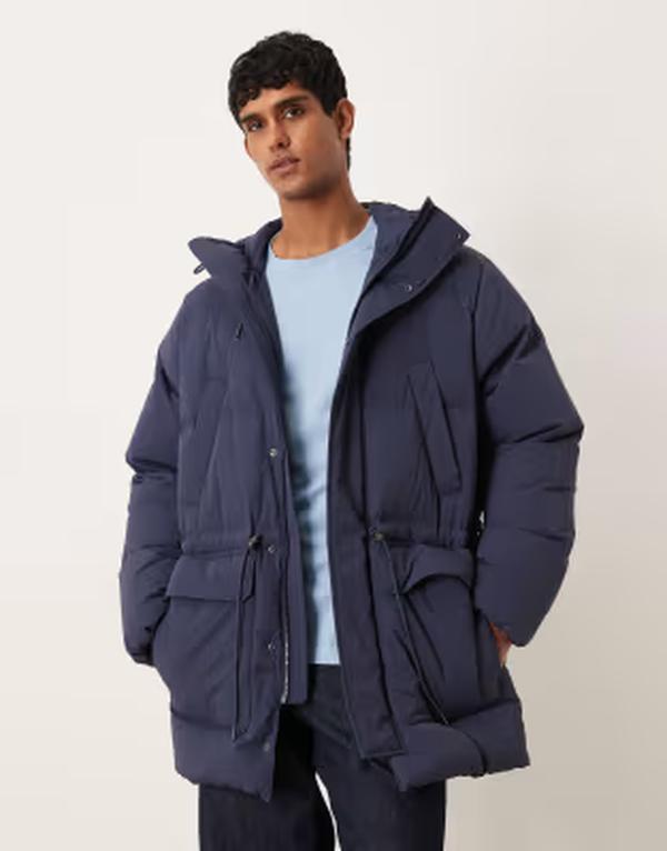 アルケット メンズ アウター ジャケット・ブルゾン コート ダウン ARKET down puffer coat with full hood and flapockets BLUE ブルー｜ReVida 店