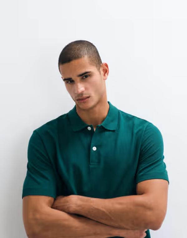 アルケット メンズ トップス ポロシャツ コットン ARKET pure cotton short sleeve polo GREEN グリーン｜ReVida 店