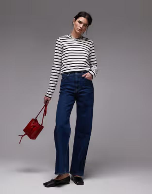 アルケット レディース ボトムス デニムパンツ ワイドレッグ ジーンズ ARKET Lupine high rise wide leg jeans in mid washed Mid washed Blue ブルー｜ReVida 店