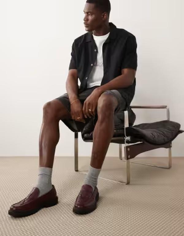 セクウェル メンズ シューズ スリッポン・ローファー SEQWL Pier chunky loafers with woven upper Burgundy バーガンディ|ReVida 店