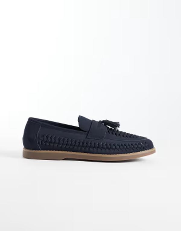 シュー メンズ スリッポン・ローファー schuh Robbie woven loafers with tassels Navy ネイビー|ReVida 店