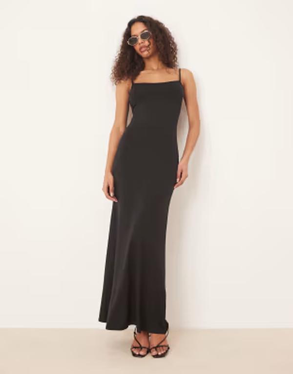 ジーナトリコ レディース トップス ワンピース ジャージー マキシ Gina Tricot Softouch stretch jersey maxi cami dress Black ブラック|ReVida 店