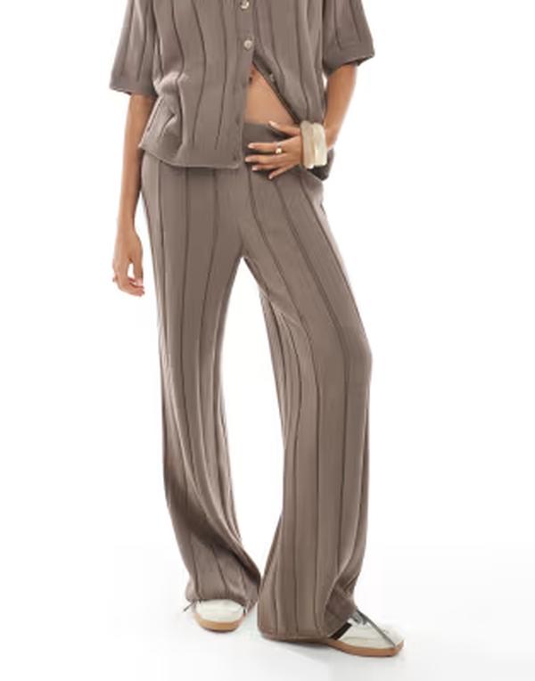 エイソス レディース ボトムス 心地好いズボン下 綿織物 編み物 ASOS DESIGN knit cotton pants インチ mocha - part of a set Mocha モカ