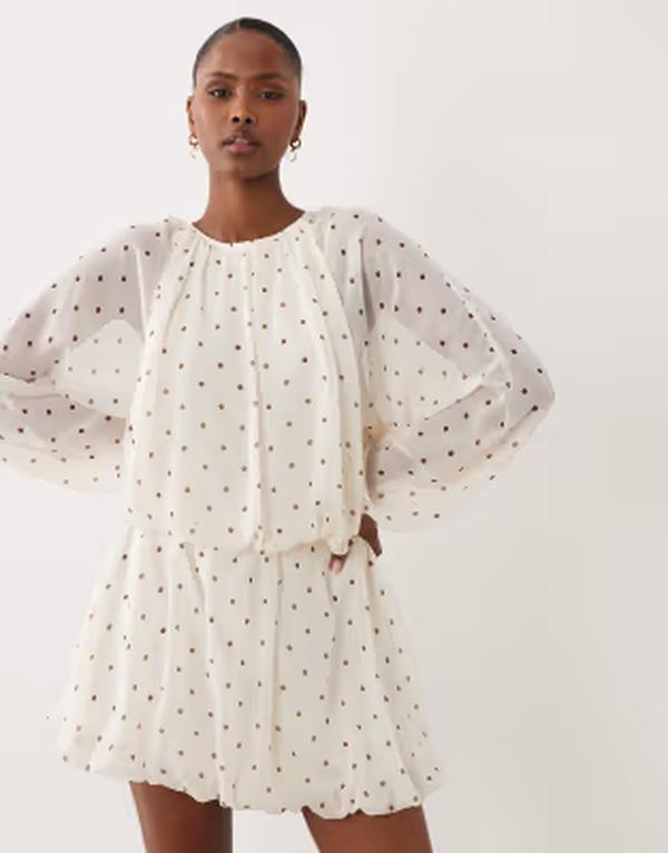 ジーナトリコ レディース トップス ワンピース ドット柄 シフォン ドット プリント ミニ Gina Tricot chiffon mini dress and white polka dot print polka dot ドット|ReVida 店