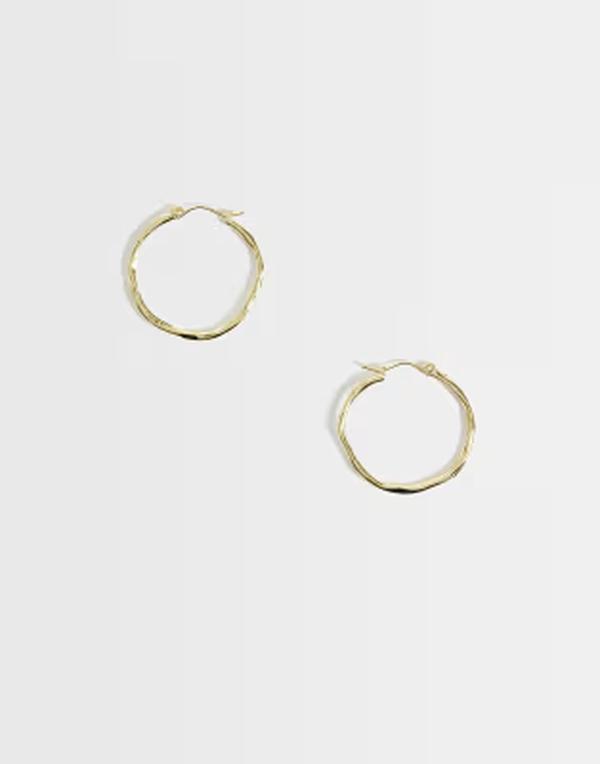 アクセサライズ レディース アクセサリー ピアス・イヤリング Accessorize Z mediumolten hoops in 14k gold plated GOLD ゴールド｜ReVida 店