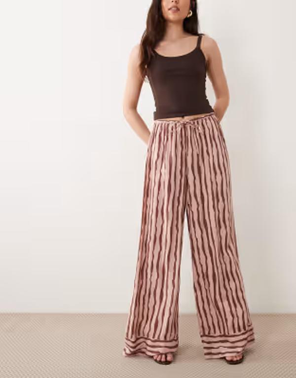 ウェンズデーガール レディース ボトムス カジュアルパンツ Wednesday's Girl widelg multi stripe pants PINK ピンク｜ReVida 店