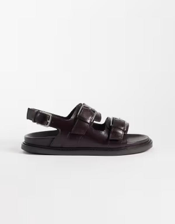 アンドアザーストーリーズ レディース シューズ サンダル レザー & Other Stories leather sandals in dark Brown ブラウン|ReVida 店