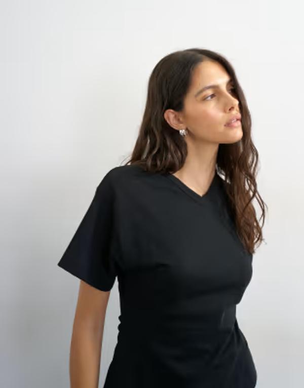 トップショップ レディース トップス Tシャツ Vネック Topshop v-neck cinch Black ブラック｜ReVida 店 8,985円