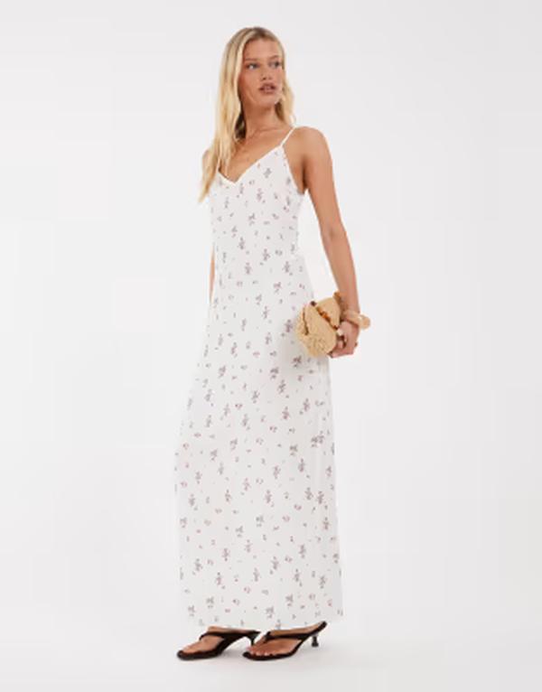 オブジェクト レディース トップス ワンピース フラワー柄 マキシ フラワー Object ditsy floral cami maxi dress Cloudancer ホワイト｜ReVida 店