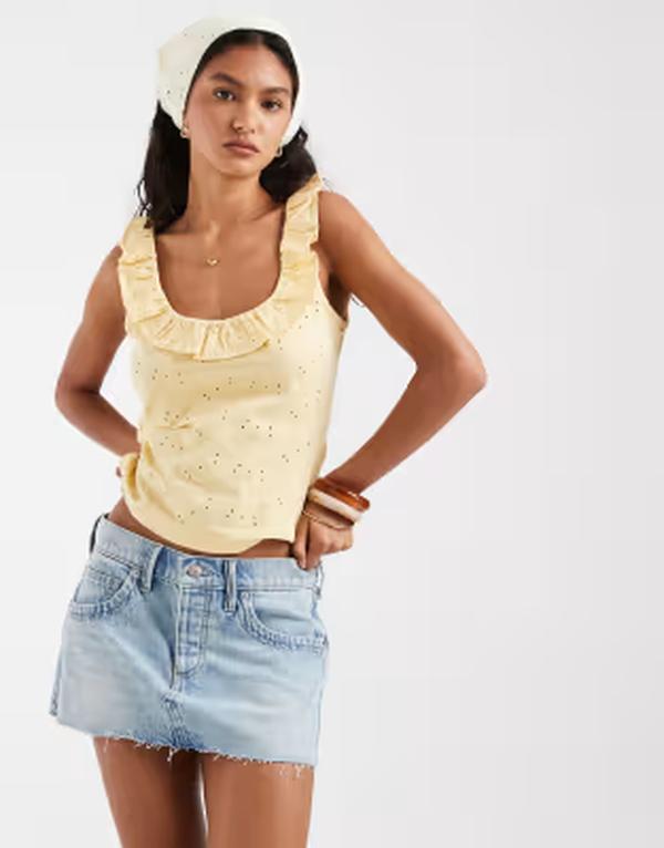 フリーピープル レディース ボトムスカート ローライズ ミニ デニム Free People Lainey low rise denimini skirt BLUE ブルー｜ReVida 店 19,595円