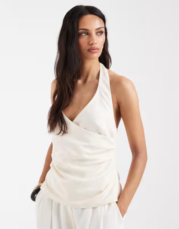 エイソス レディース トップス シャツ ドレープ ホルター ASOS DESIGN drape halter top - part of a set ivory アイボリー｜ReVida 店 15,735円