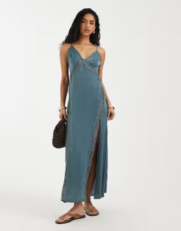 フリーピープル レディース トップス ワンピース マキシ Free People some kind of love maxi slip dressTORM ブルー|ReVida 店