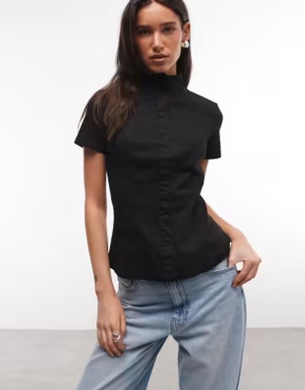 ウィークデイ レディース トップス Tシャツ Weekday structu red button up top Black ブラック｜ReVida 店