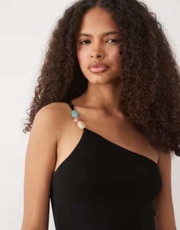 マンゴ レディース トップス シャツ ノースリーブ Mangone shoulder beaded sleeveless top Black ブラック｜ReVida 店 15,315円