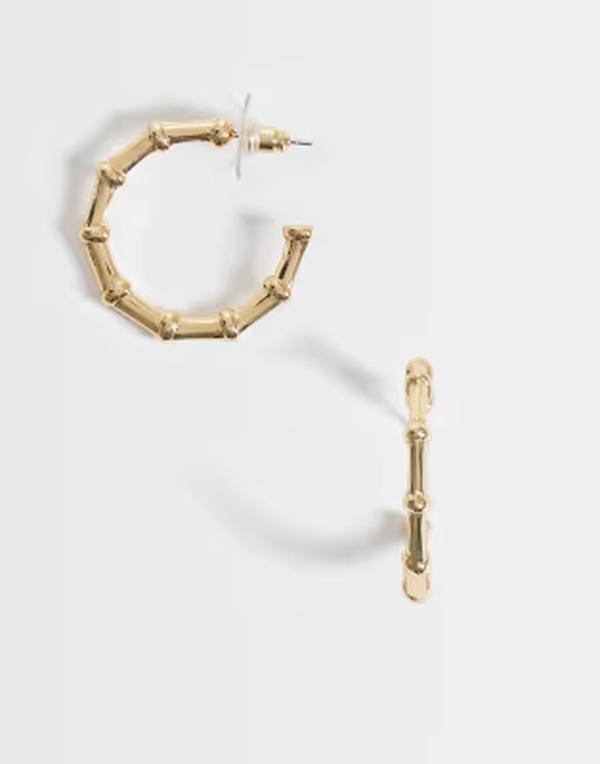 デザインビーロンドン レディース アクセサリー ピアス・イヤリング DesignB London bamboo hoop earrings GOLD ゴールド｜ReVida 店