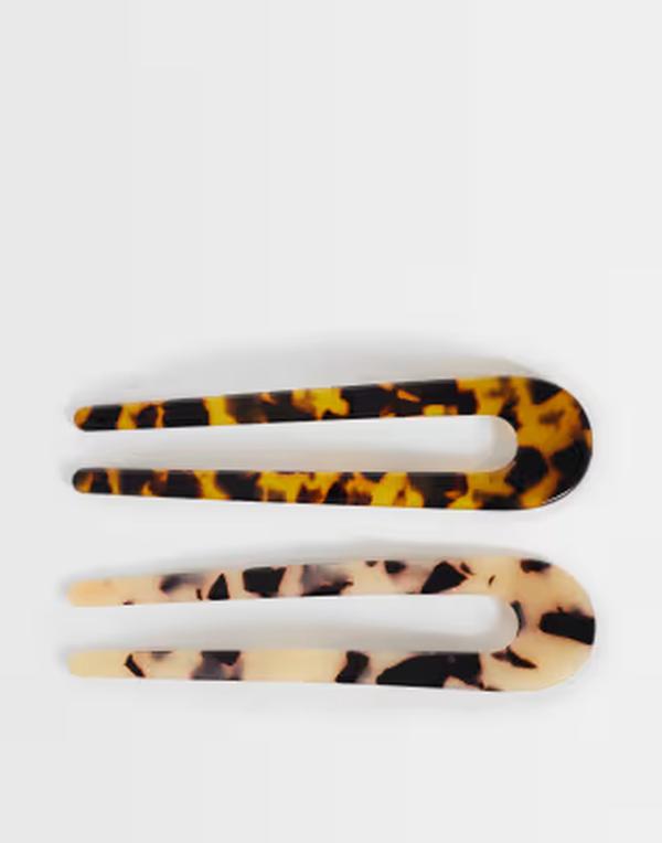 アクセサライズ レディース アクセサリー Accessorize 2-pack Frenchair pins in tort｜ReVida 店