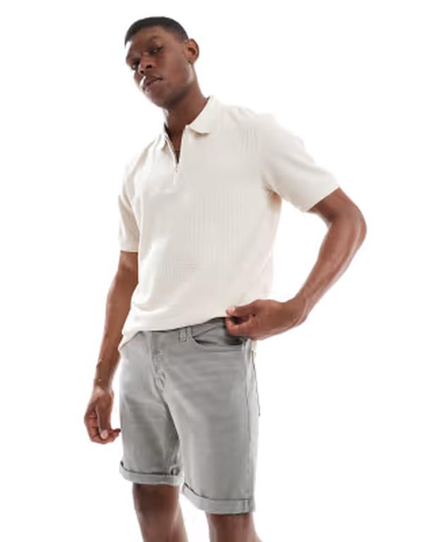 ジャック アンド ジョーンズ メンズ ボトムス ハーフパンツ・ショーツ ショートパンツ デニム Jack & Jones denim shorts with turn up Crockery グレー｜ReVida 店 11,085円