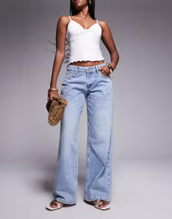 プリンセスポリー レディース ボトムス デニムパンツ ワイドレッグ ジーンズ Princess Polly Serenitia mid rise relaxed wide leg jeans wash Light blue wash ブルー｜ReVida 店