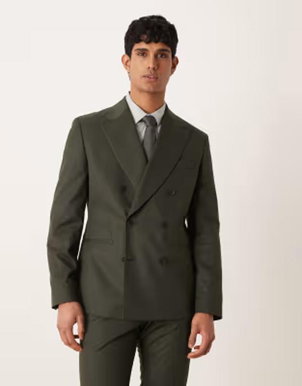 エイソス メンズ アウター ジャケット・ブルゾン ASOS DESIGN slim suit jacket in dark green twill DARK GREEN グリーン｜ReVida 店