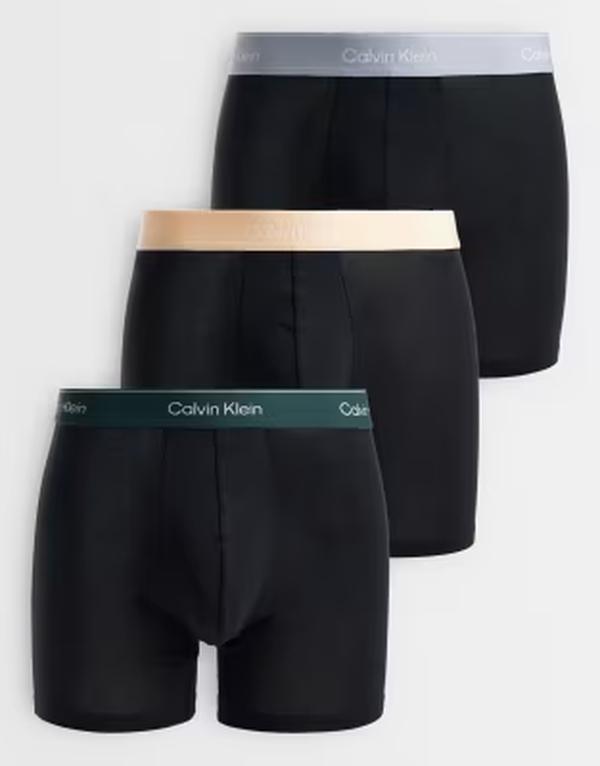 カルバンクライン メンズ アンダーウェア ボクサーパンツ コットン Calvin Klein Icon Cotton Stretch 3 pack boxer briefs with colo red waistbands BLACK W/ DARKEST SPR ブラック|ReVida 店
