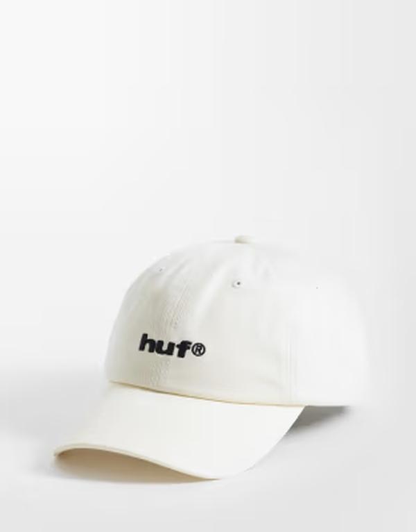 ハフ メンズ アクセサリー 帽子 キャップ ロゴ HUF logo 6 panel cap in cream クリーム|ReVida 店