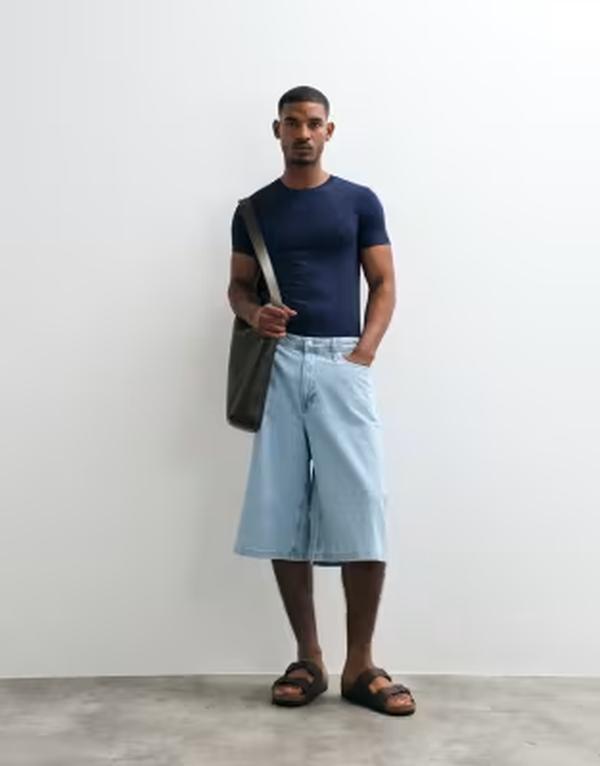 ジャック アンド ジョーンズ メンズ ボトムス ハーフパンツ・ショーツ デニム Jack & Jones Billy longer length denim jorts in light Blue Denim デニム｜ReVida 店