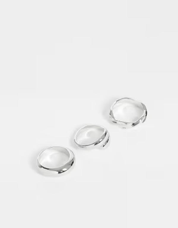 ジャック アンド ジョーンズ メンズ アクセサリー リング Jack & Jones 3 pack molten rings tone Silver シルバー|ReVida 店