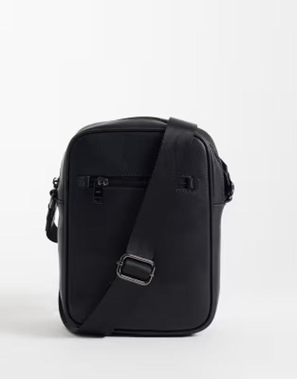 マンゴ メンズ バッグ レザー Mango classic 100% leather cross body bag Black ブラック｜ReVida 店