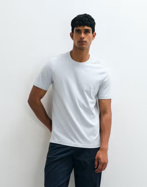 マンゴ メンズ トップス Tシャツ スリムフィット Mango classic slim fit-shirt in turquoise ターコイズ｜ReVida 店