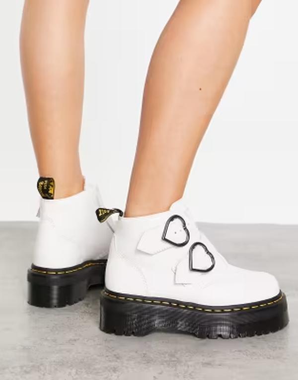 ドクターマーチン レディース シューズ ブーツ・レインブーツ Dr Martens Devon Heart boots White ホワイト｜ReVida 店