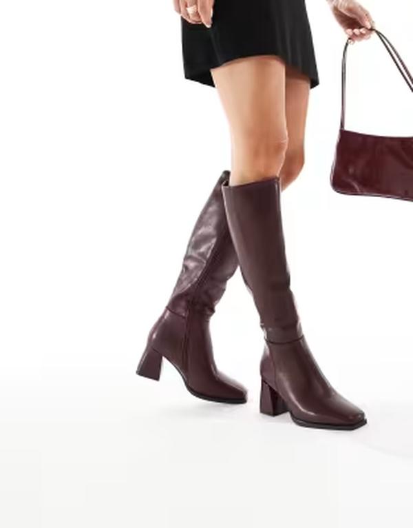 セクウェル レディース シューズ ブーツ・レインブーツ ヒール SEQWL Fisher block heel knee boots BURGUNDY/OXBLOOD バーガンディ|ReVida 店