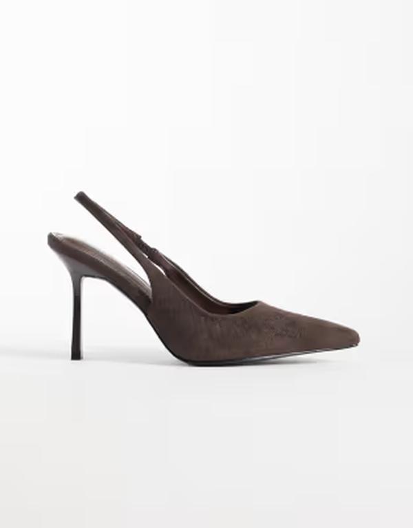 シミー ワイドフィット レディース シューズ ヒール スエード Simmi Wide Fit Simmi London Exmoor Wide Fit slingback heeled shoes in embossed brown suedette BROWN ブラウン|ReVida 店