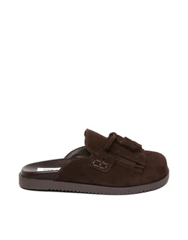 スティーブ マデン レディース シューズ サンダル スエード フリンジ Steve Madden Maurea fringe clogsuede Brown Suede ブラウン|ReVida 店