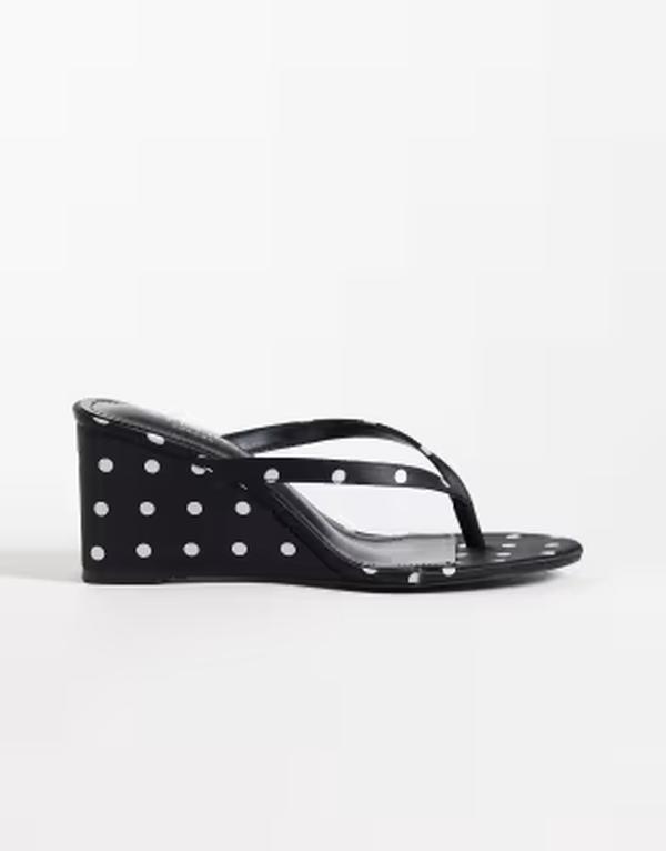 シミ レディース シューズ サンダル ドット柄 ドット SIMMI Shoesimmi London wedge toe thong sandals polka dot Black polka dot ブラック|ReVida 店