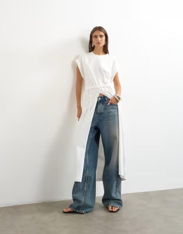 トップショップ レディース トップス タンクトップ Topshop longline twistunic top WHITE ホワイト｜ReVida 店
