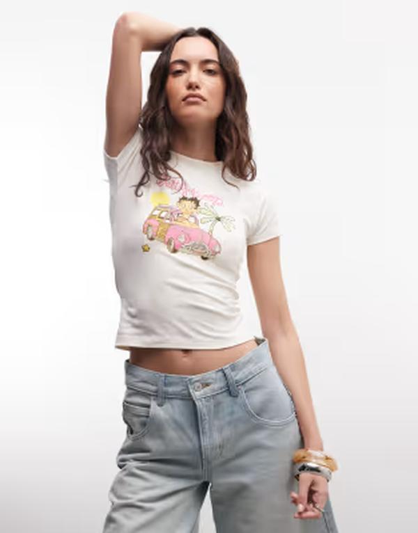 デイジーストリート レディース トップス シャツ グラフィック Daisy Street baby tee with betty boop graphic In butter yellow Butter yellow イエロー|ReVida 店
