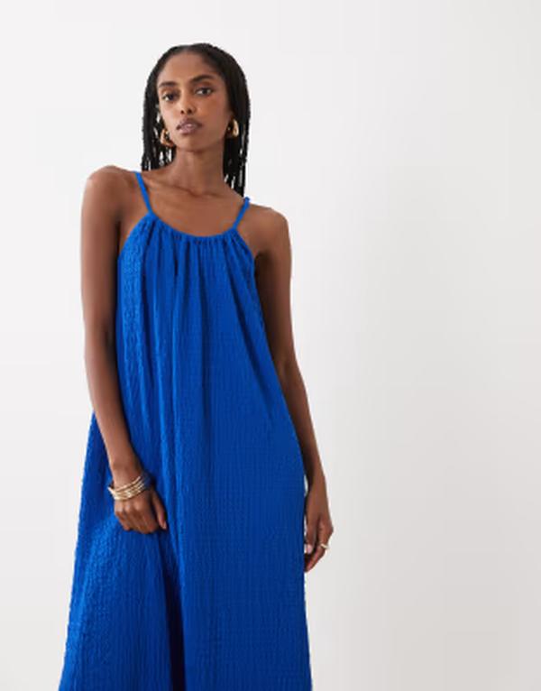 ヴィラ レディース トップス ワンピース ジャージー マキシ VILA textu red jersey cami maxi dress in cobalt Victoria Blue ブルー|ReVida 店