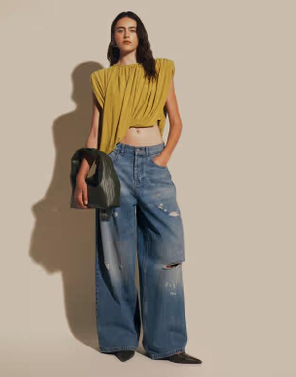 エイソス レディース トップス シャツ アシンメトリー ドレープ ASOS DESIGN gathe red padded asymmetric drape frontop in olive GREEN グリーン｜ReVida 店 17,235円