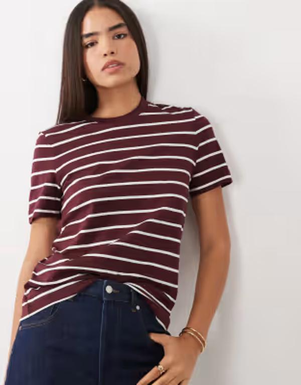 アルケット レディース トップス Tシャツ プリント ARKET short sleeve T-shirt striped print Burgundy stripe バーガンディ｜ReVida 店