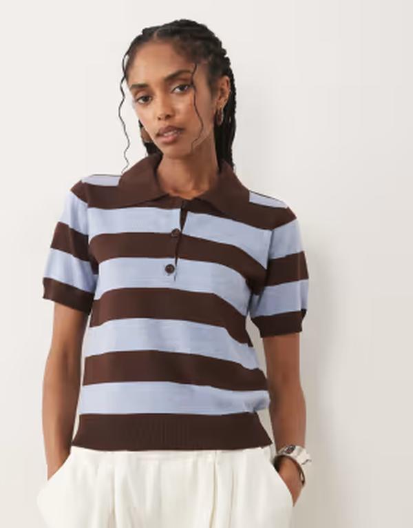 スリードベア レディース アウター ニット・セーター ポロシャツ Threadbare short sleeve knit polo top and Multi マルチカラー｜ReVida 店