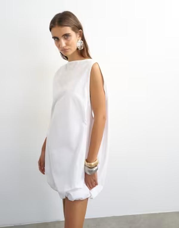 トップショップ レディース トップス ワンピース ケープデザイン ミニ キャップ ケープ Topshopoplin bubble cape mini dress White ホワイト｜ReVida 店