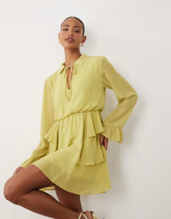 ヴェロモーダ レディース トップス ワンピース ギャザー ミニ Vero Moda long sleeve ruched mini dressPLIT PEA グリーン｜ReVida 店 29,480円