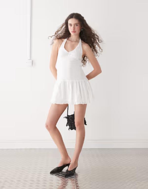 モーテル レディース トップス ワンピース ミニ Motel felicia crochet bust detail camini dress WHITE ホワイト｜ReVida 店