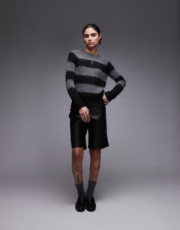 オールセインツ レディース アウター ニット・セーター AllSaintstripe knit sweater / Black/gray ブラック|ReVida 店