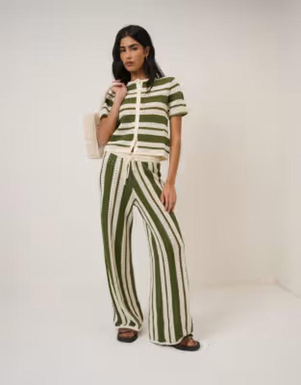 ノーバディーズ チャイルド レディース ボトムス カジュアルパンツ ドローコードウエスト Nobody's Child crochet drawstring waist resort pantstripe - part of a set Multi マルチカラー｜ReVida 店