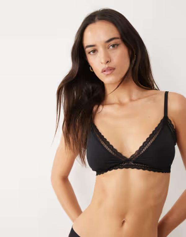 ヒューゴレッド レディース アンダーウェア ブラジャー ロゴ Hugo Red Hugo Bodywear logo label triangle bra Black ブラック｜ReVida 店
